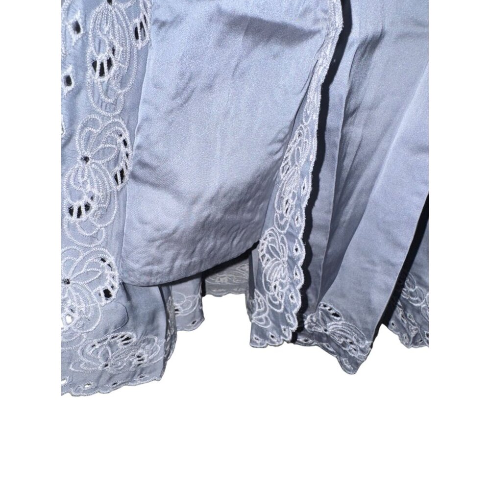Lovestitch  Women's Long Sleeve Embroidered Lace Trim Dress Light Gray Polyester - Picture 6 of 10